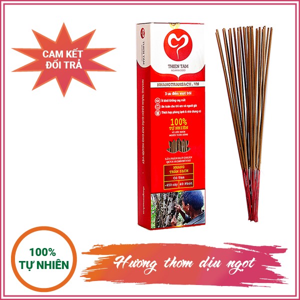 Nhang trầm sạch 40cm (tăm đỏ)